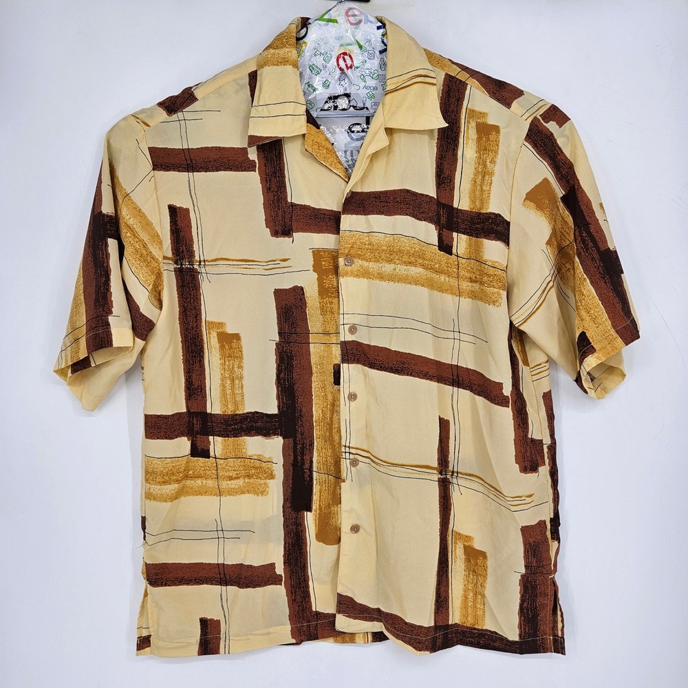Vintage Mench Platinum Shirt Mens 3XLT Button Short Sleeve Geometric Abstract